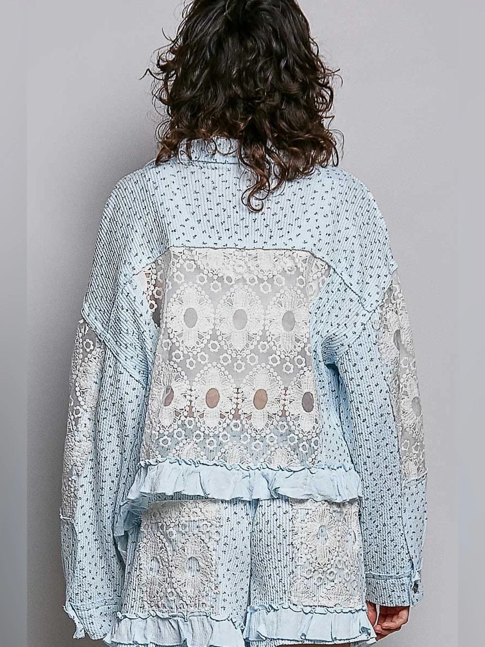 POL “ Coastal Keepsake Set “ | Crochet Patchwork Boho Lounge Set | Sky Blue